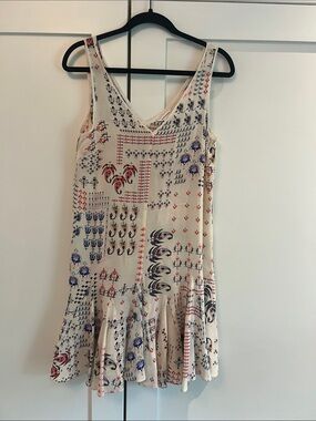 Club Monaco Cream Mini Dress with Multicolor Print